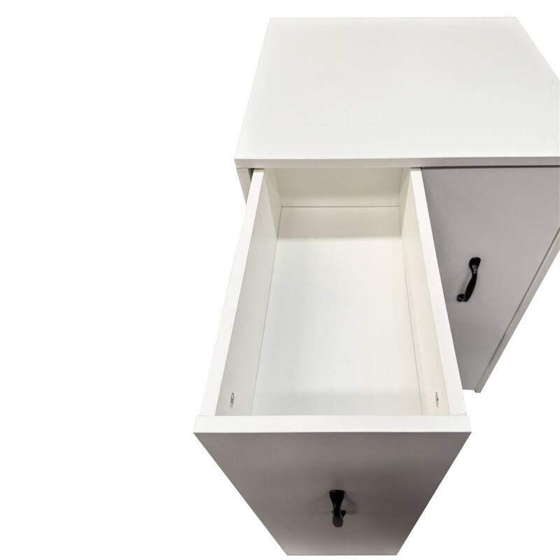 Alt View 6. HTUTWOO - Pull Out Mobile Dust Proof File Cabinet with Wheels -3 Tier Wooden Floor Standing Bookcase with Slide Out Drawer Storage - White.