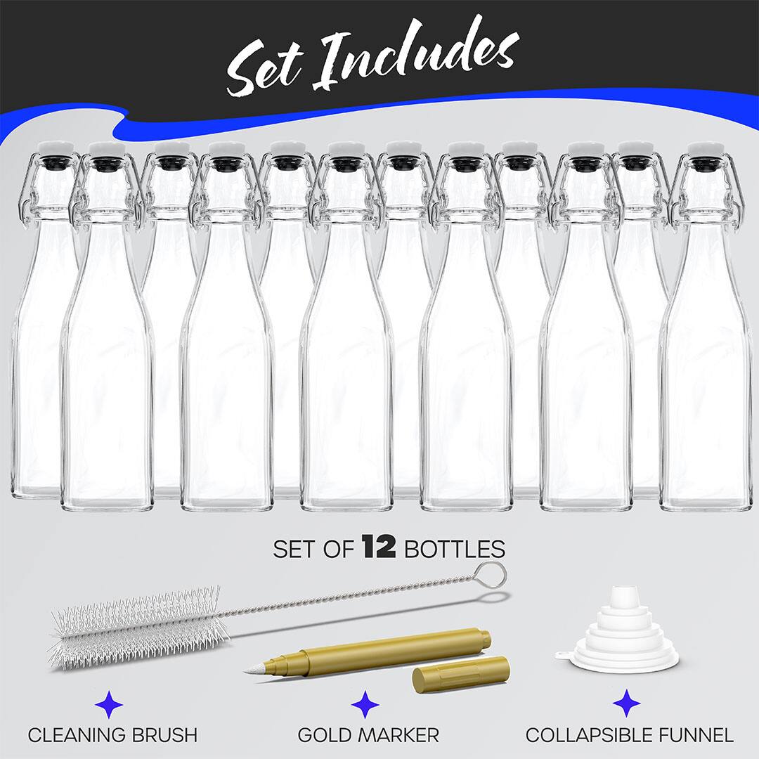 Set Includes

SET OF 12 BOTTLES

CLEANING BRUSH

GOLD MARKER

COLLAPSIBLE FUNNEL