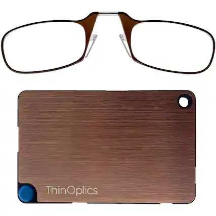 Front. ThinOptics - ThinOptics Readers with Wallet - 2.50 - Brown Frame, Rose Gold Wallet - Brown/Rose Gold.