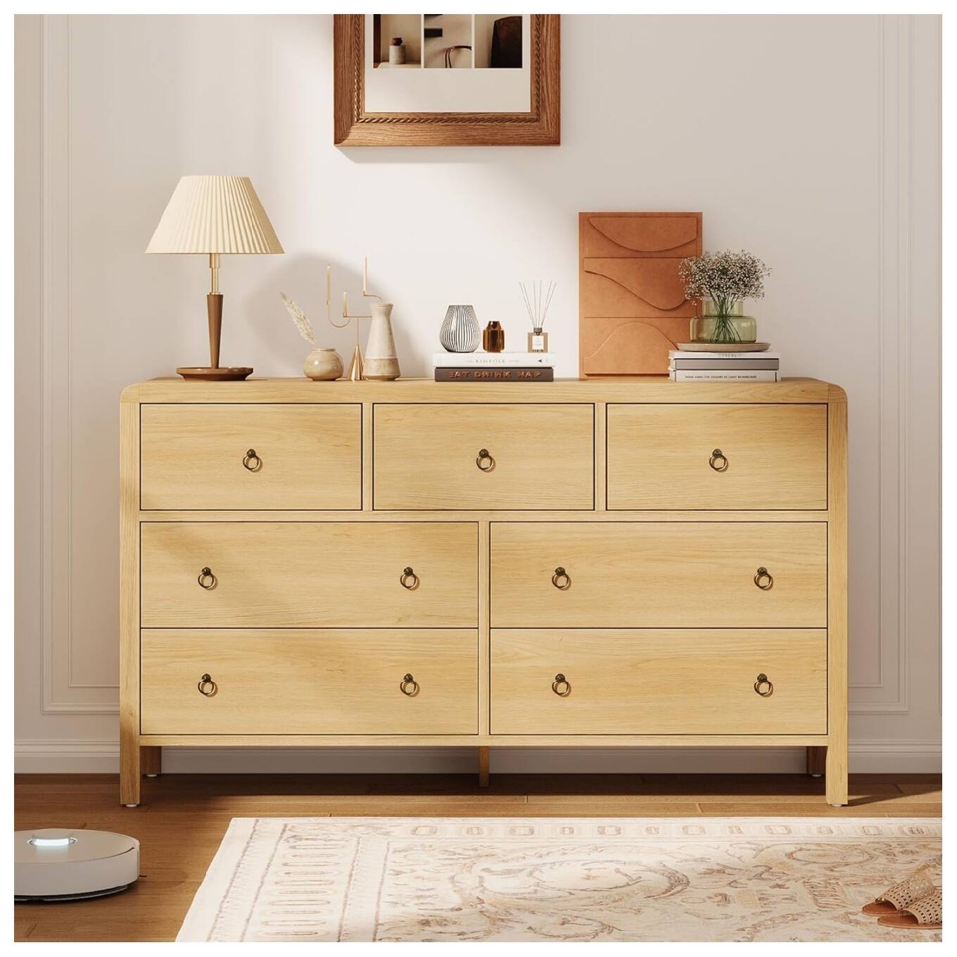 Front. GARVEE - 7 Drawer Dresser for Bedroom, Wooden Chest of Dressers for Deep Drawers - Natural.