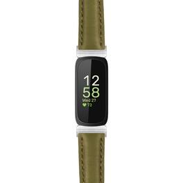 StrapsCo - Everyday Leather Watch Band Strap For Fitbit Inspire 3 (Extra Short) - Dark Green (Silver Hardware)