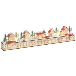 Homcom - Christmas Advent Calendar w/ 24 Drawers, Reusable Lighted Wood-Effect Countdown Calendar - Natural Wood