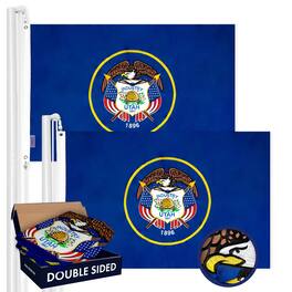 G128 - Utah State Flag 3x5 ft 2-Pack Double-Sided Embroidered Polyester - Assorted Colors