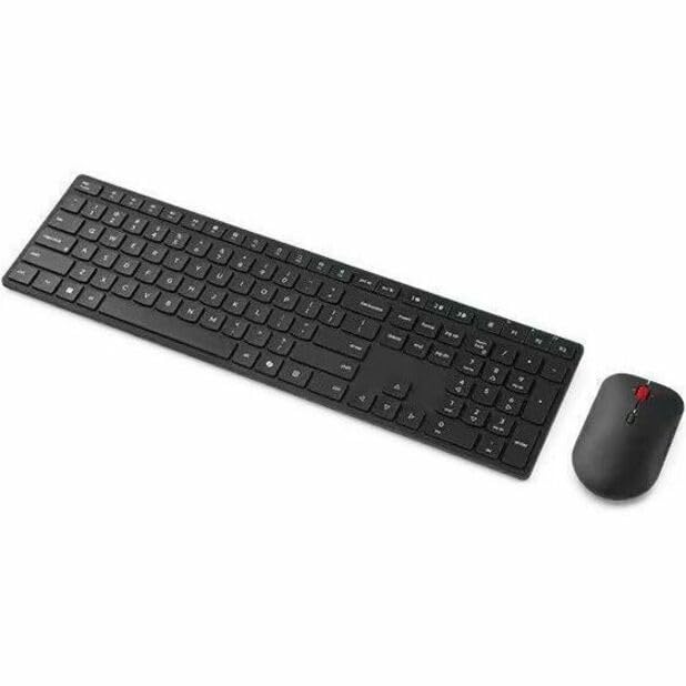 Back. Lenovo - Lenovo Wireless Multi-Mode Pro Keyboard & Mouse Combo - 2.4GHz, Bluetooth 5.3, AES-128 Encryption, Silent Typing - Eclipse Black.