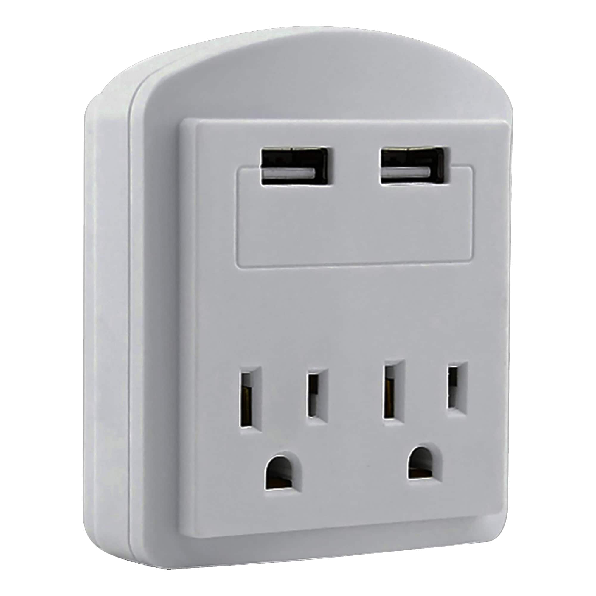 Front. 5 CORE - Travel Plug Adapter European International Power Plug w/ 2 USB, 2 Outlet Surge Protector Adaptor Charger - White.
