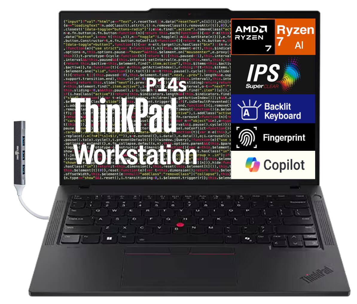 Lenovo - ThinkPad P14s Workstation 14.0 WUXGA (AMD Ryzen AI 7 350, 32GB DDR5, 1TB PCIe SSD, Win 11 Pro) w/USB Hub - Black price history on PriceWatchPro