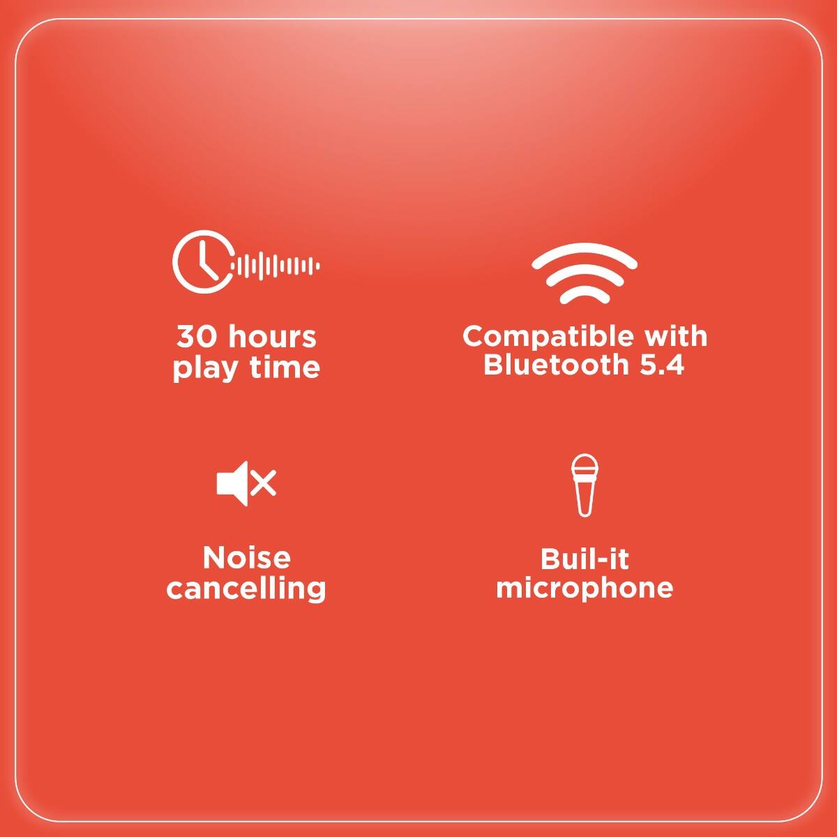 - 30 hours play time
- Compatible with Bluetooth 5.4
- Noise cancelling
- Built-in microphone