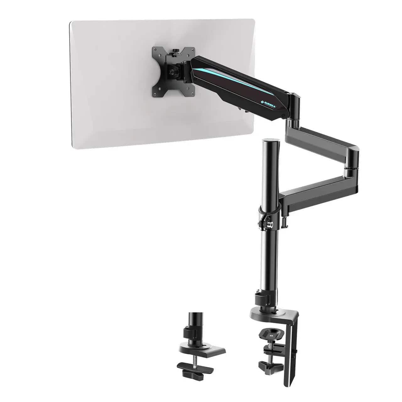 Front. Eureka Ergonomic - Adjustable Gas Spring Single Monitor Desk Mount for Screens 13"-32" - Black.