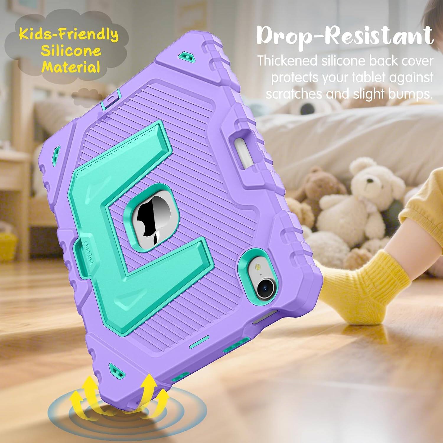 Kids-Friendly Silicone Material

Drop-Resistant

Thickened silicone back cover protects your tablet against scratches and slight bumps.