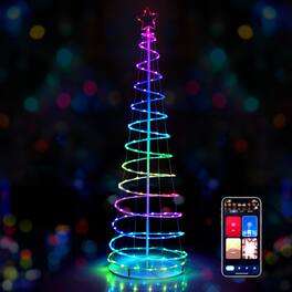 Costway - 6 FT Spiral Christmas Tree with 135 LED Lights 10 Lighting Modes & APP Control - White