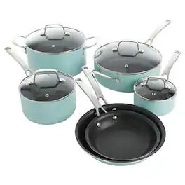 Martha Stewart - Oster Hawke 14 Piece Ceramic Nonstick Cookware Set in Dark Blue - Mint