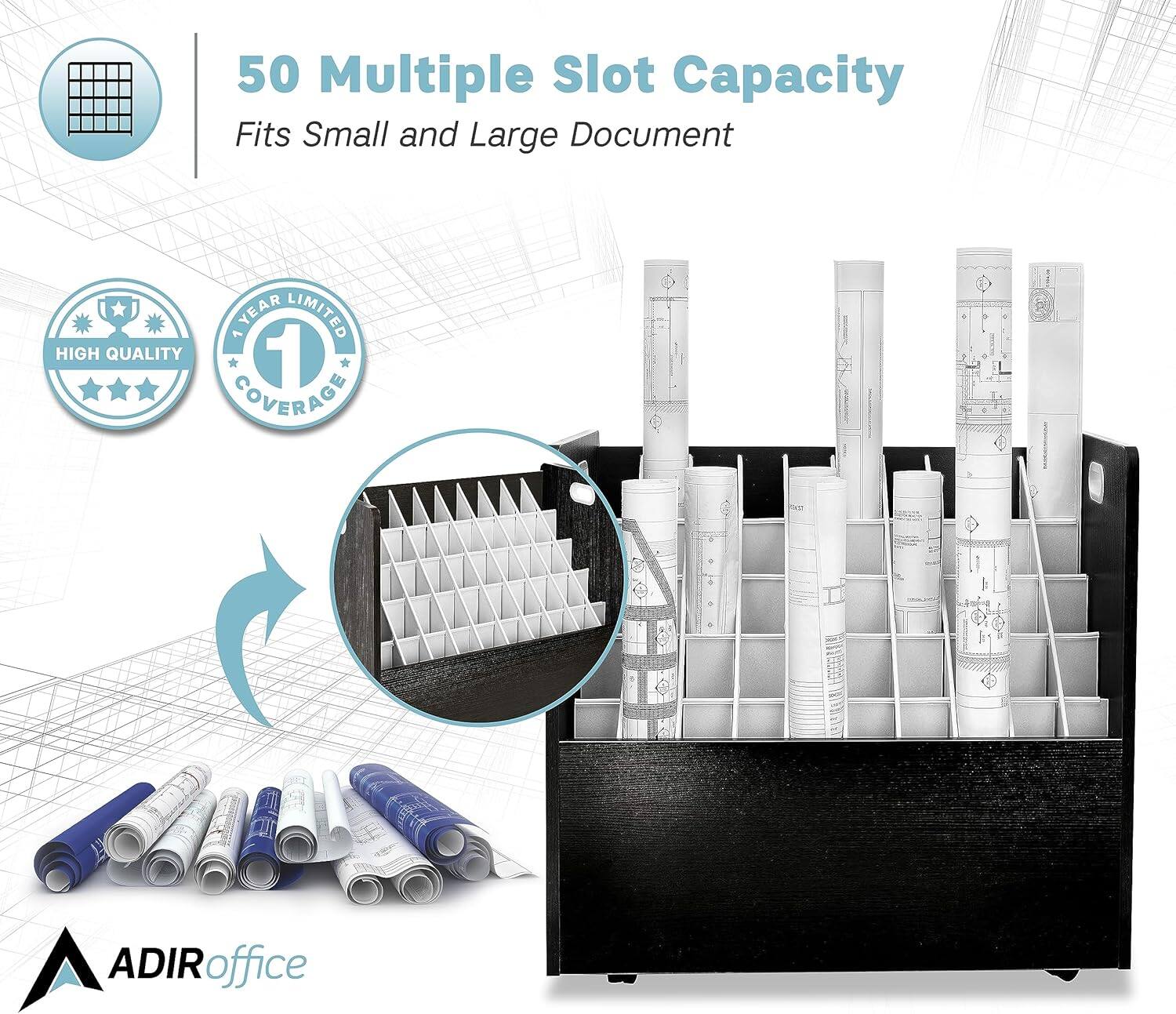 50 Multiple Slot Capacity, Fits Small and Large Document, 1 Year Limited Coverage, High Quality, ADIRoffice