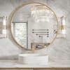 Front. PAIHOME - 30"x30" Medium Round Mirror Metal Framed Wall Mirrors Iron Bathroom Vanity Mirror Decorative Mirror - Gold.