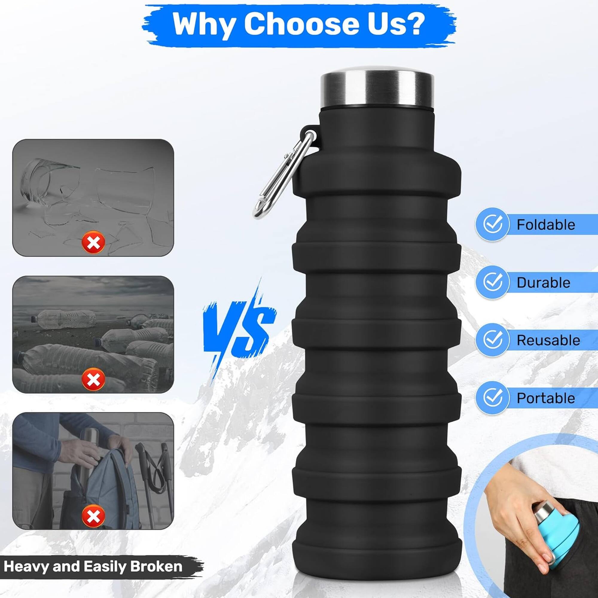 Why Choose Us?

Foldable  
Durable  
Reusable  
Portable  

VS  

Heavy and Easily Broken