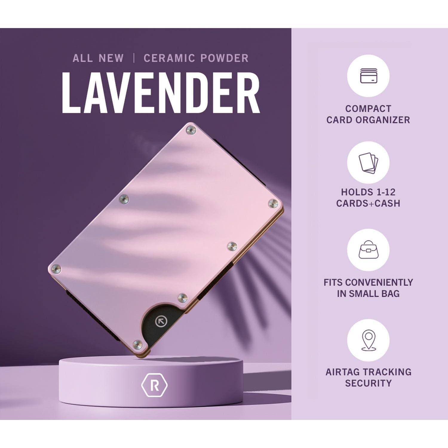 Alt View 1. Jadie Link - Minimalist Slim Wallet Women Rfid Blocking Front Pocket Credit Card Holder Metal Money Clip - Lavender (MAGSAFE)-Cash Strap.