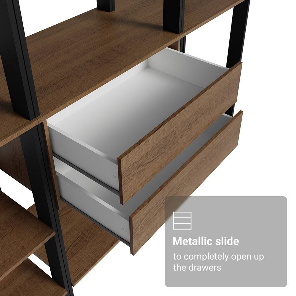 Metallic slide to completely open up the drawers