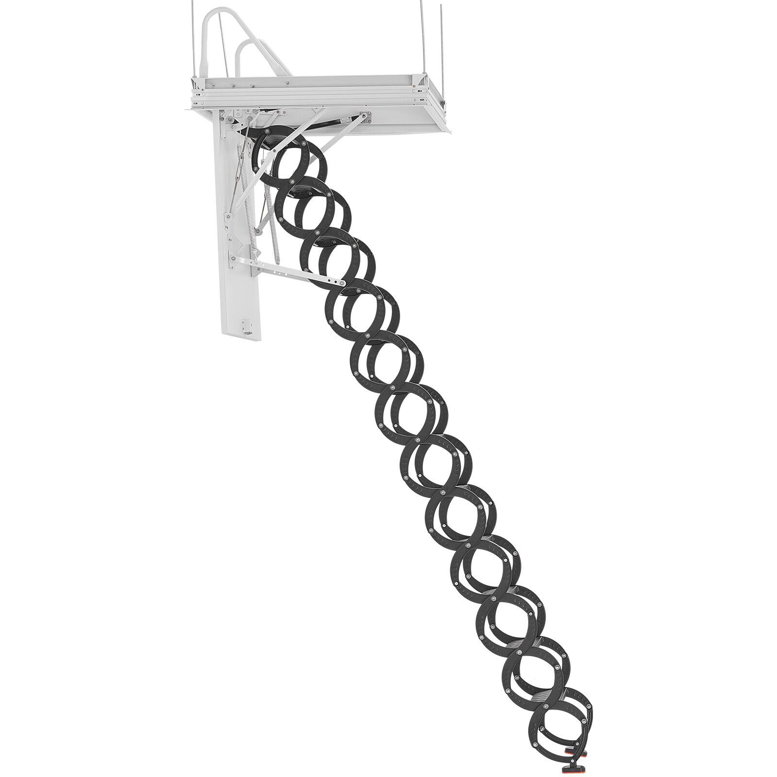 Alt View 5. VEVOR - Attic Ladder, 660LBS/299.4KG Capacity, Fits 9.5 to 10.2 ft Ceiling Height and 39.4 x 27.5 inch Opening Size, Alloy Steel - Black.