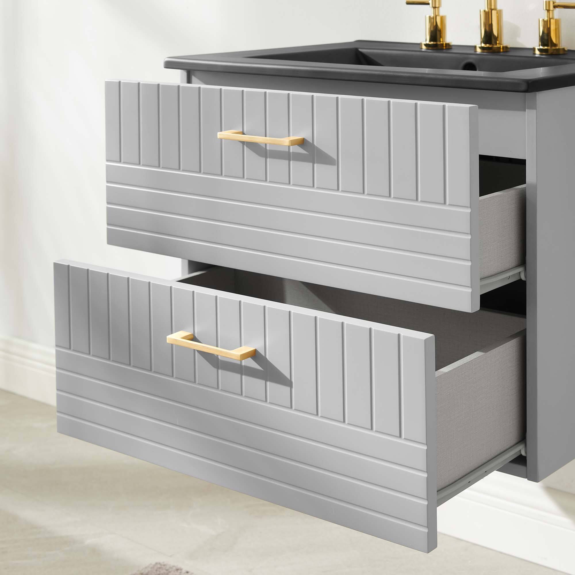 Back. Modway - Daybreak Wall-Mount Bathroom Vanity Basin Included by Modway - Light Gray Black.