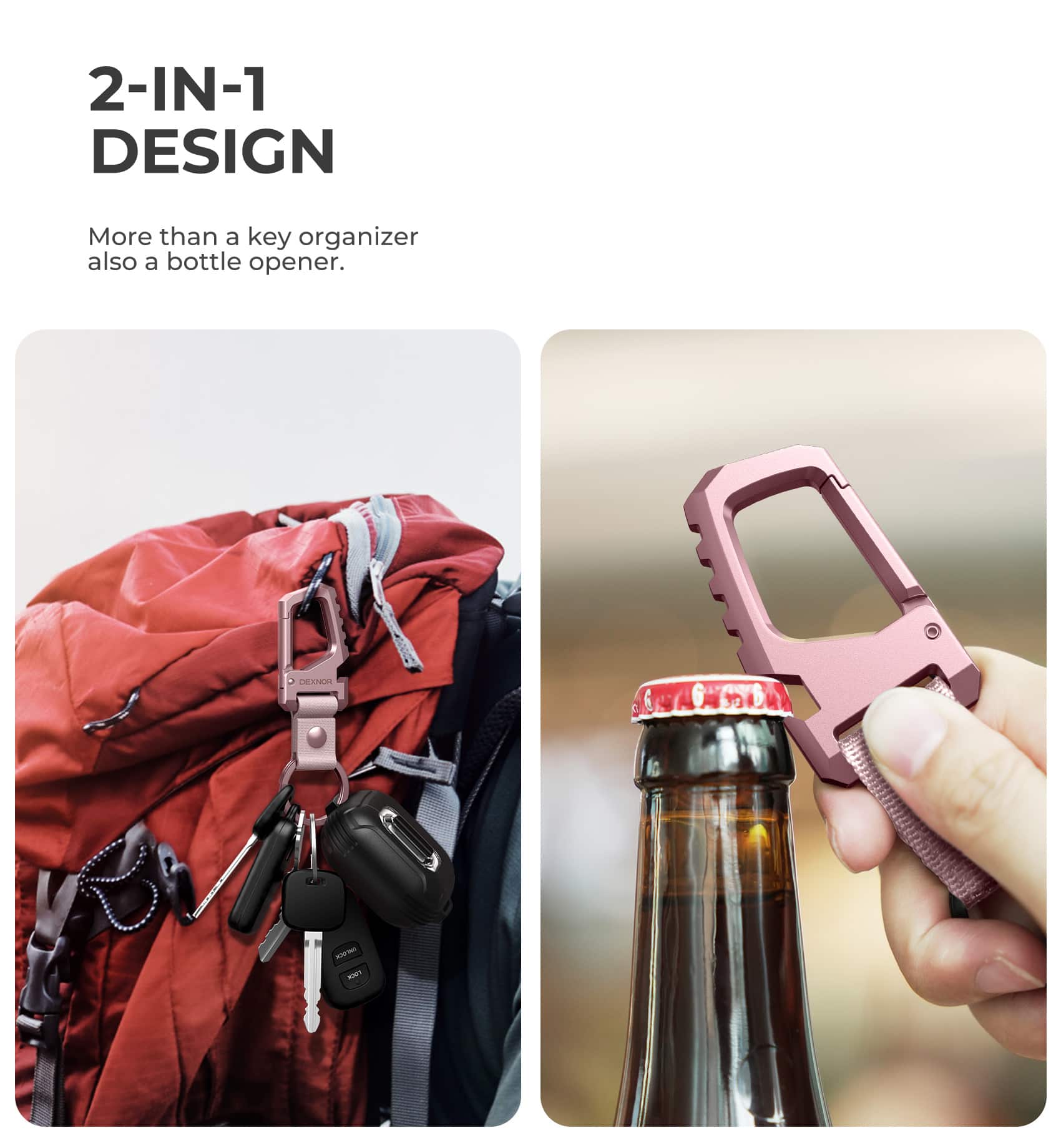 Dexnor Heavy Duty Stainless Steel Carabiner Keychain with Bottle