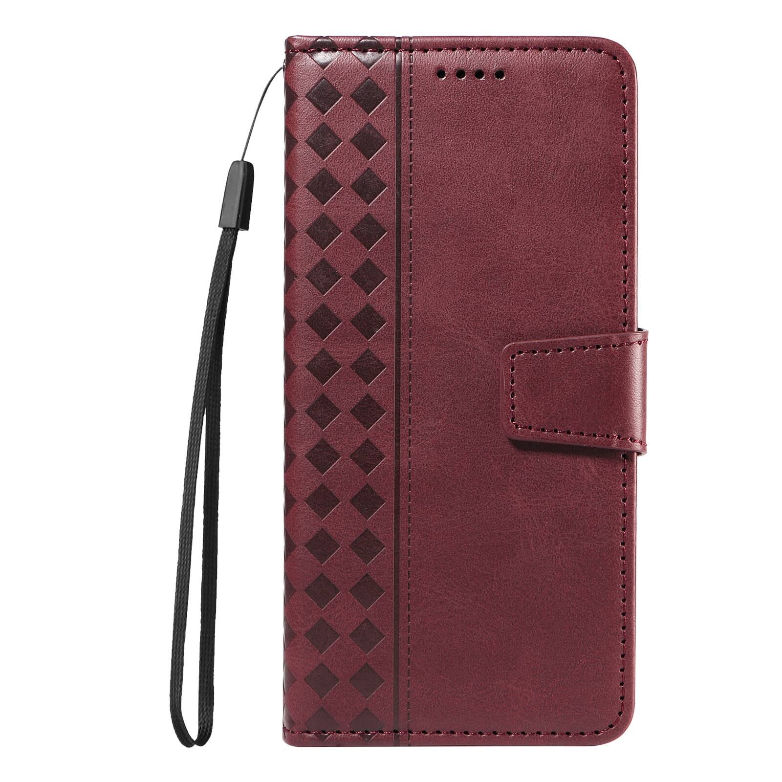 Alt View 7. Dteck - Magnetic Wallet Pocket Case For Apple iPhone 17 Pro, Shockproof Faux Leather Card Pocket Wrist Strap Cover - Red.