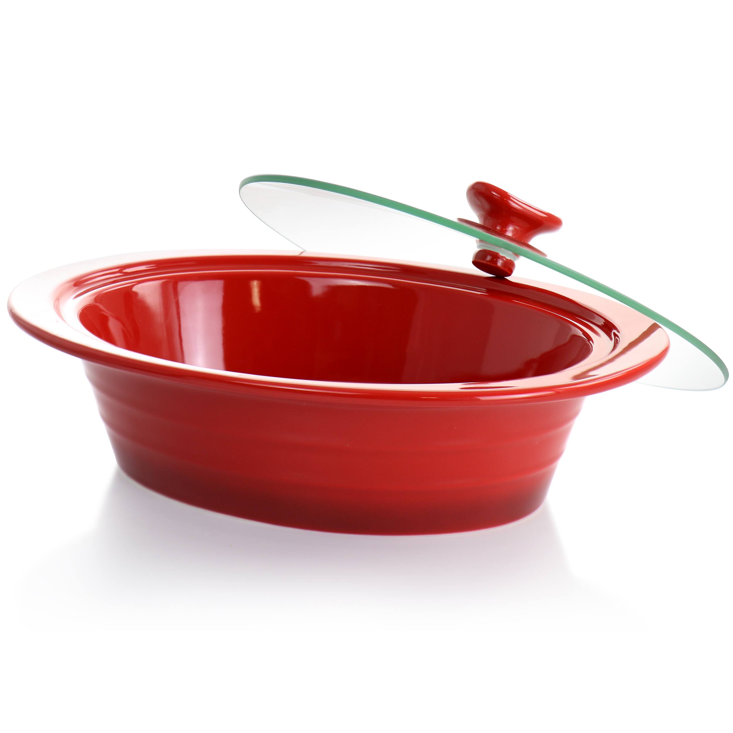 Alt View 1. Crock-Pot - Crockpot Appleton 2 Quart Oval Stoneware Casserole Dish in Red with Glass Lid - Red.