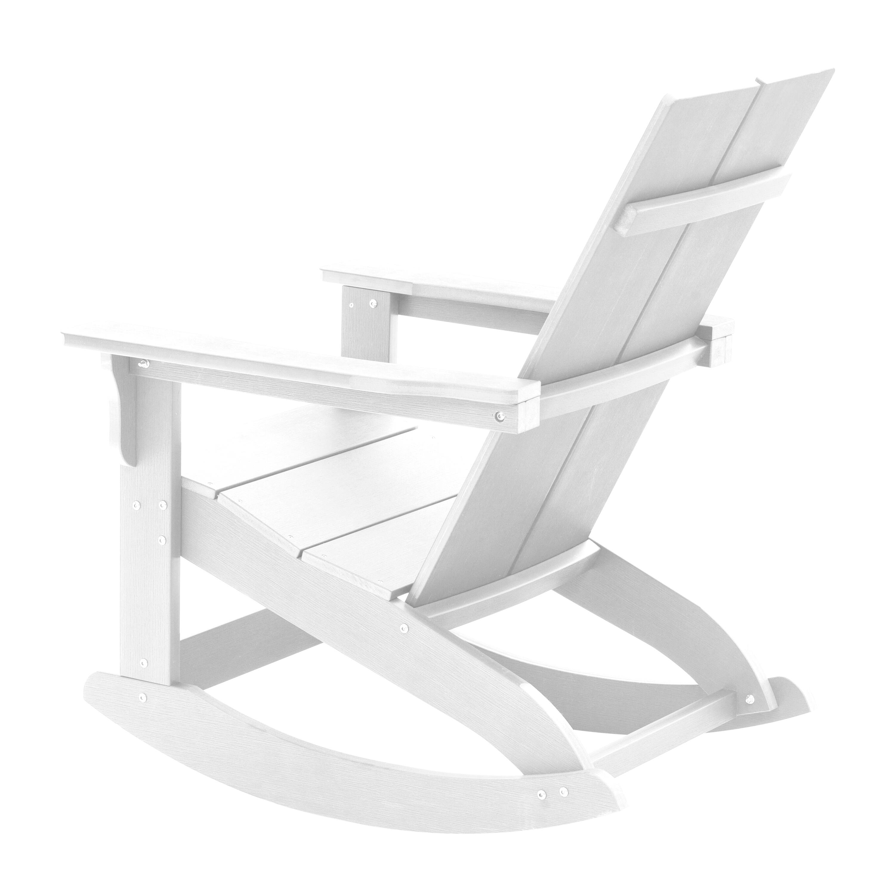 Alt View 10. Emma + Oliver - Modern All-Weather Poly Resin Adirondack Rocking Chair for Indoor/Outdoor Use - White.