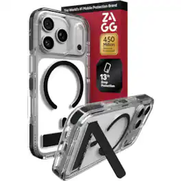 ZAGG - Santa Cruz Snap MagSafe-Compatible Case with Kickstand for Apple iPhone 18 Pro / iPhone 17 Pro - Clear/Black