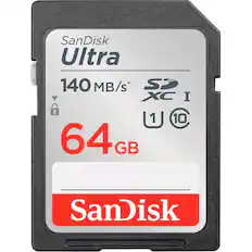 SanDisk Ultra
140 MB/s*
64 GB
SDXC I
U1
V10
SanDisk