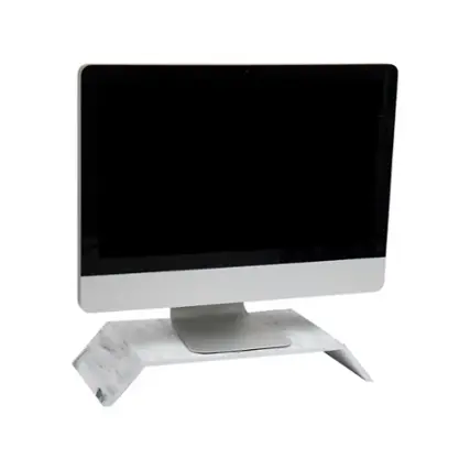 Mind Reader - Marbella Collection, Monitor Stand, 22b. Capacity, Office, Resin, 9"L x 18.25"W x 3"H, White - White