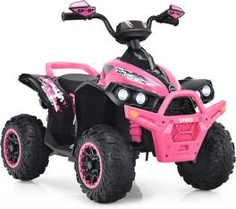 Costway - Kids Ride on ATV 12V 4 Wheeler Quad Toy Vehicle with LED Lights - Pink