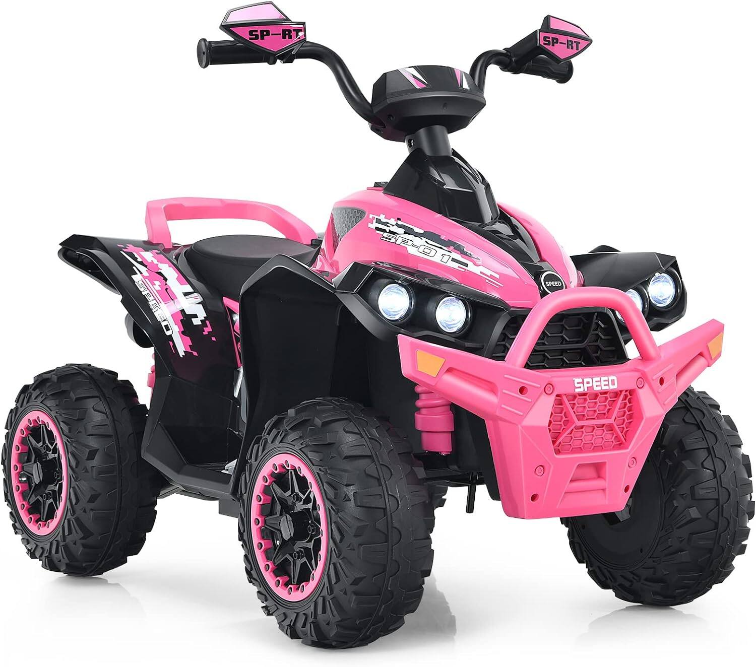 Costway - Kids Ride on ATV 12V 4 Wheeler Quad Toy Vehicle with LED Lights - Pink