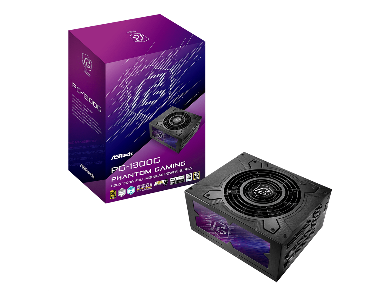 M 5 PG-1300G V ASRock ASRock PG-1300G GAMING POWER SUPPLY PHANTOM TO FULL MODULAR 1300W 109% AN DOLO 100% GU 80