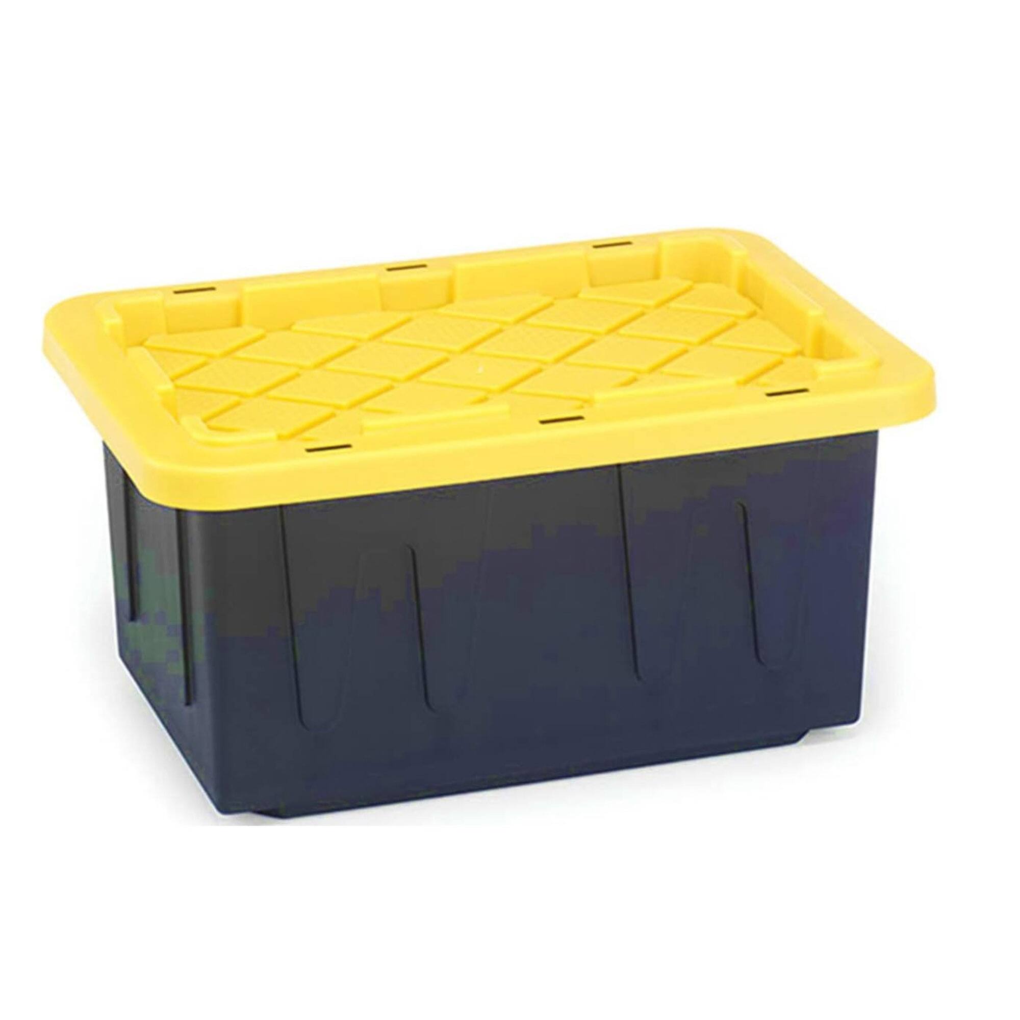 Alt View 8. Homz - Homz 15 Gallon Durabilt Storage Container with Snap Lid, Black/Yellow (4 Pack) - Black Base/Yellow Lid.