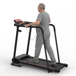 Loheer - Walking Treadmill for Seniors, Foldable Portable Home Treadmill with Handrails, 300 lbs Capacity, 2.5HP - Black