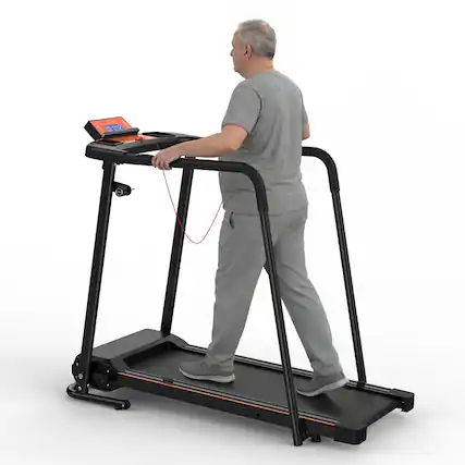 Front. Loheer - Loheer Walking Treadmill for Seniors, Foldable Portable Home Treadmill with Handrails, 300 lbs Capacity, 2.5HP - Black.