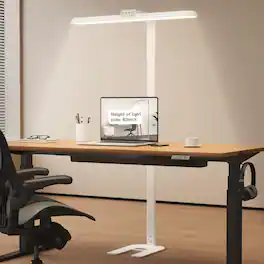 Cedar Assembly - Led Desk Lamp For Home Office Double Head 24w With Base Architect Light 5 Lighting Brightness Flexible - White-Large desk lamp