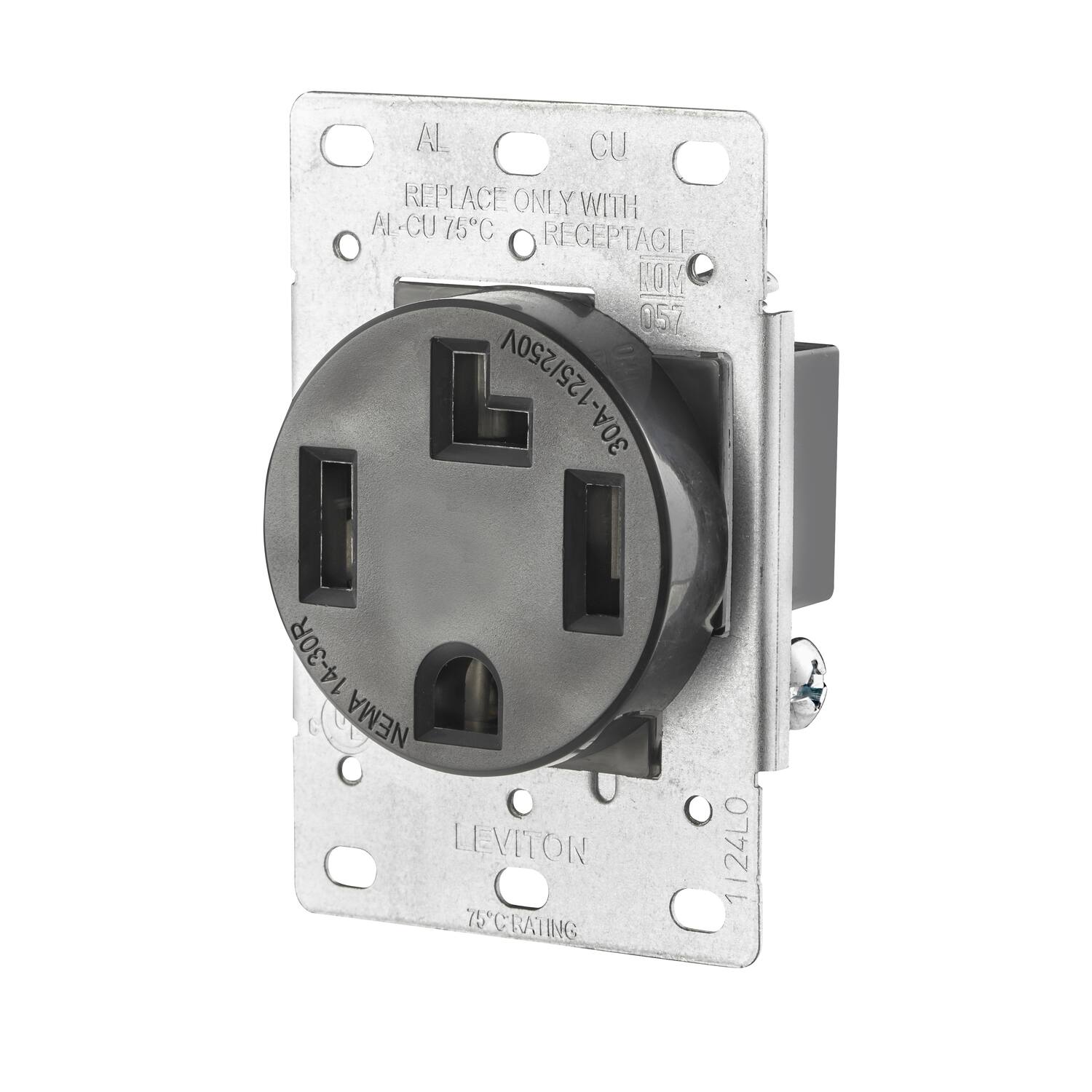 AL-CU REPLACE ONLY WITH AL-CU 75C RECEPTACLE MOU 057 30A-125/250V 30A-14-30R NEMA LEVITON 1124LO 75CRATING