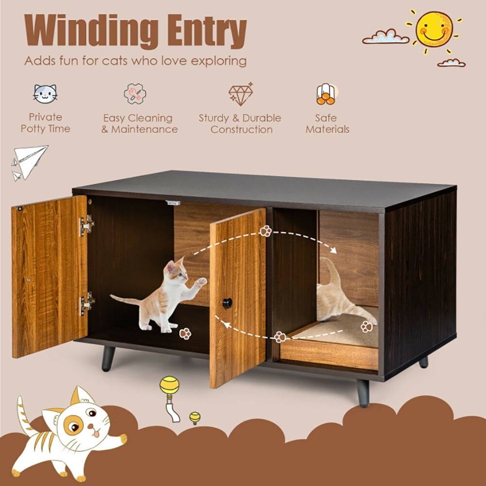 Winding Entry  
Adds fun for cats who love exploring  

- Private Potty Time  
- Easy Cleaning & Maintenance  
- Sturdy & Durable Construction  
- Safe Materials