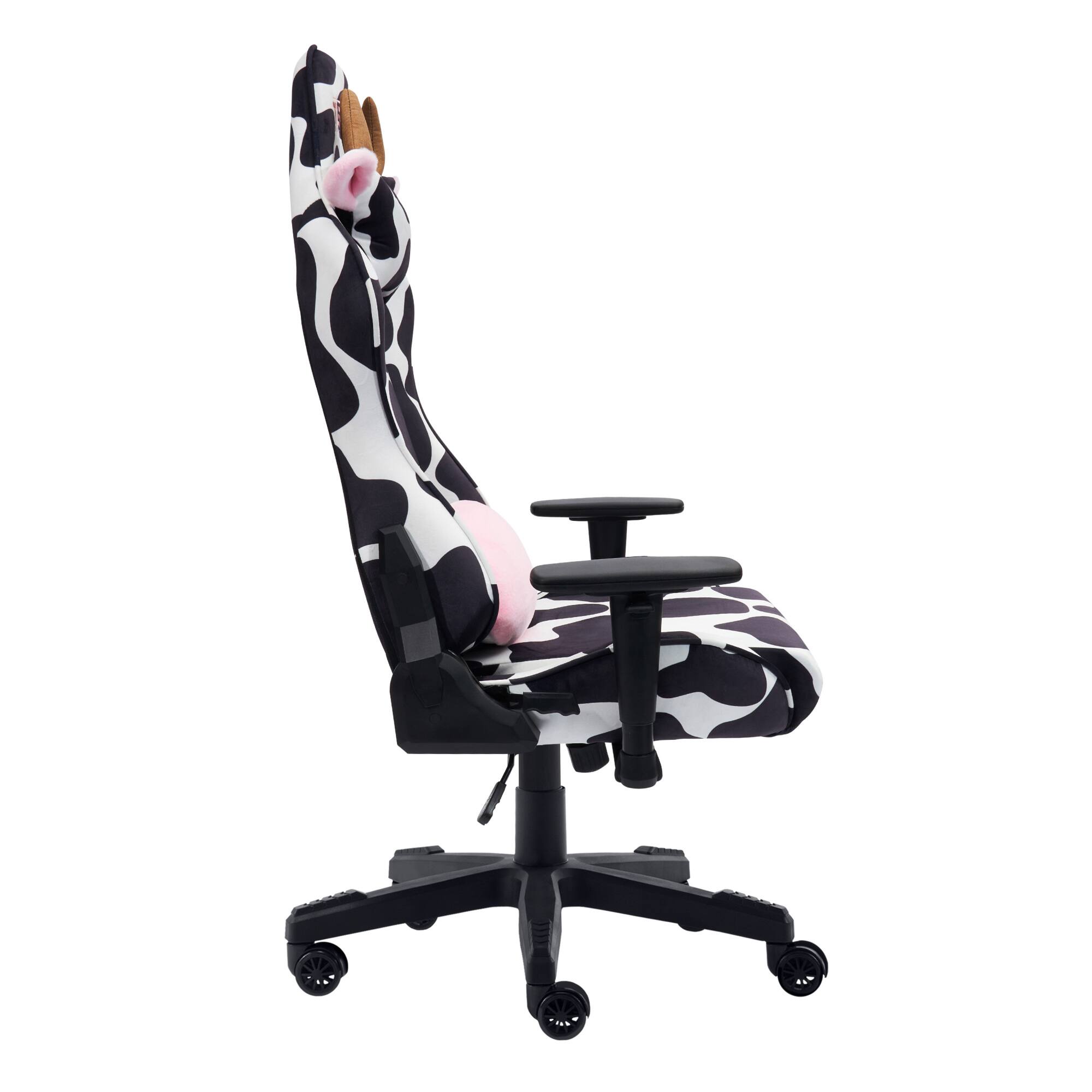Alt View 9. GOODSILO - Unique Cow Print Gaming Chair with Plush Headrest and Lumbar Support for Ultimate Comfort - Black White.