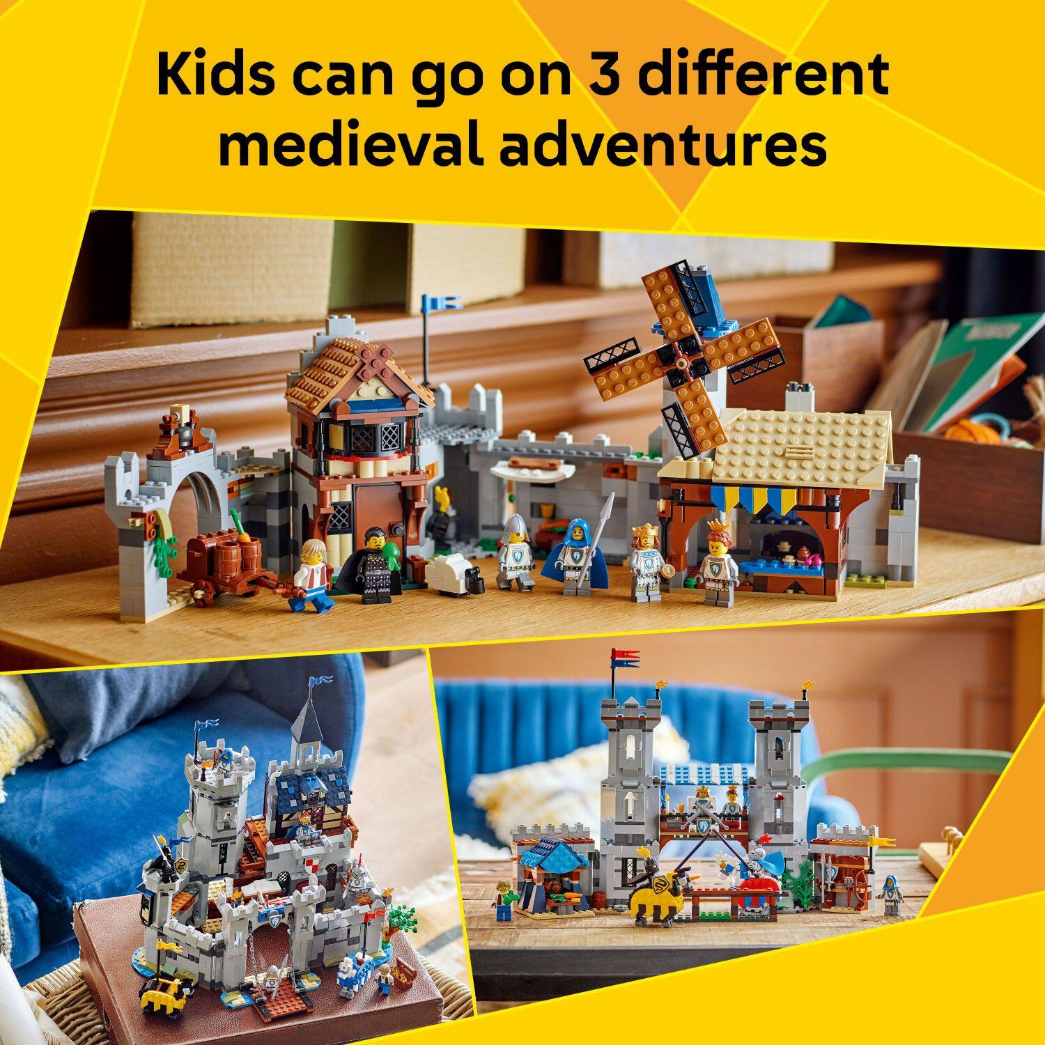Kids can go on 3 different medieval adventures
