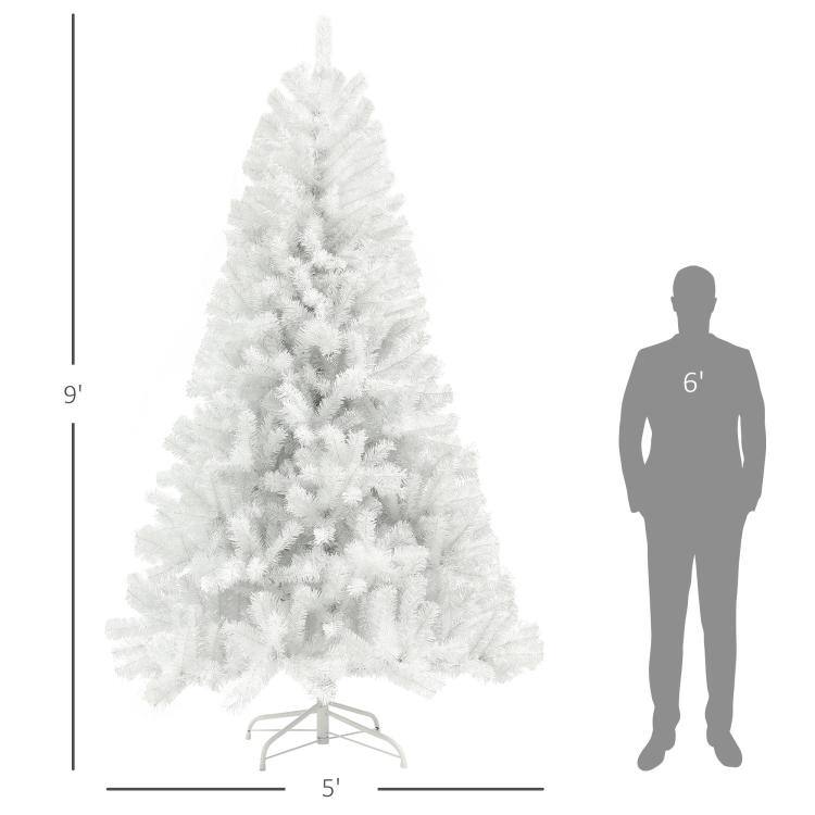 Alt View 3. PULUZ - 9ft Unlit Artificial White Christmas Tree, Holiday Décor with 2132 Branch Tips, Auto Open and Steel Base - White.