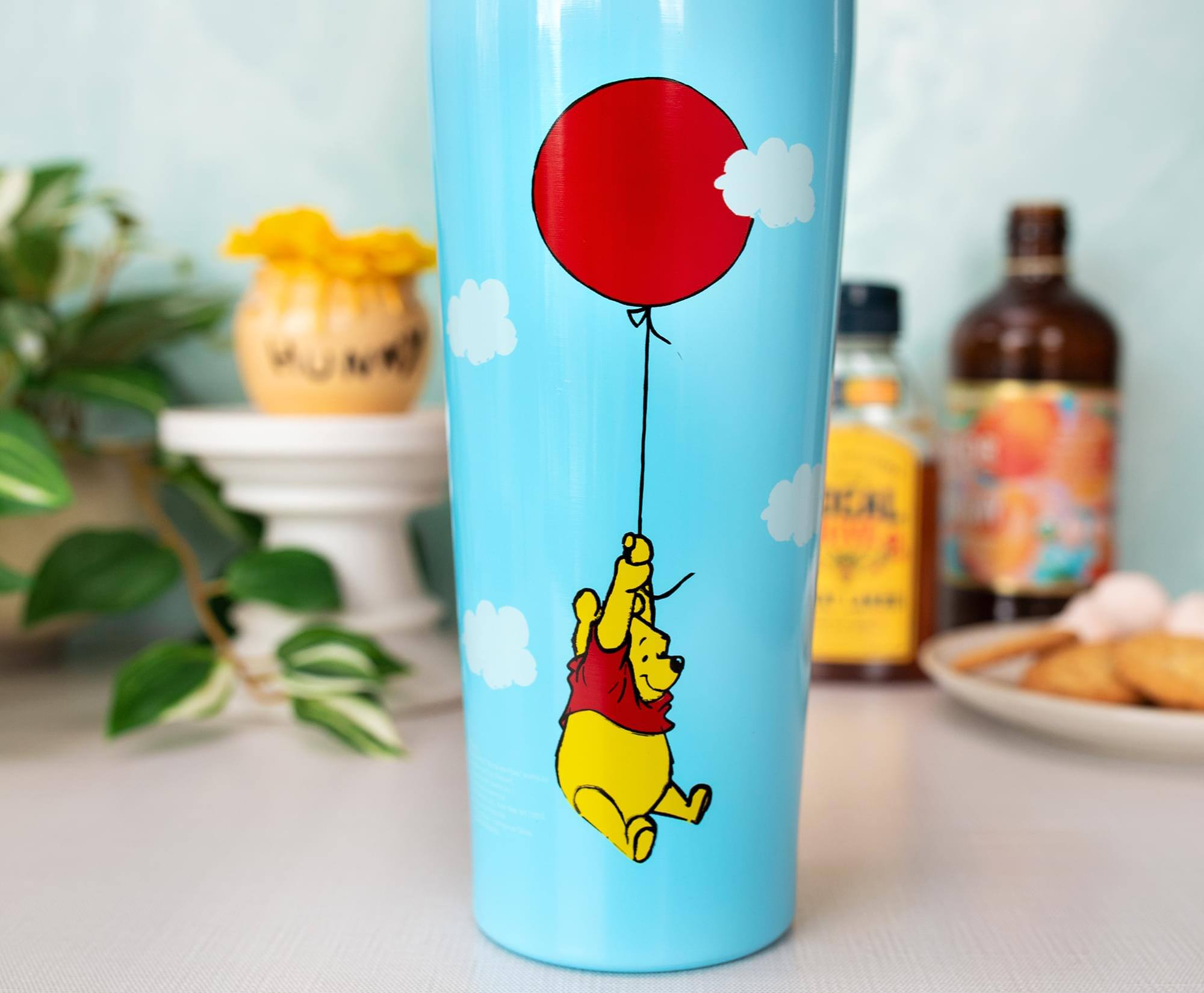 Alt View 2. Disney - Winnie the Pooh Balloon Stainless Steel Tumbler With Straw | Holds 22 Ounces - Blue.