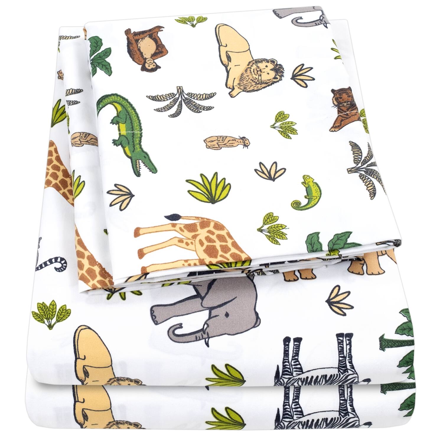 Alt View 1. Sweet Home Collection - Kids' Printed Classic & Bright Ultra Soft Microfiber Sheet Sets - Twin XL - Wild Animals.
