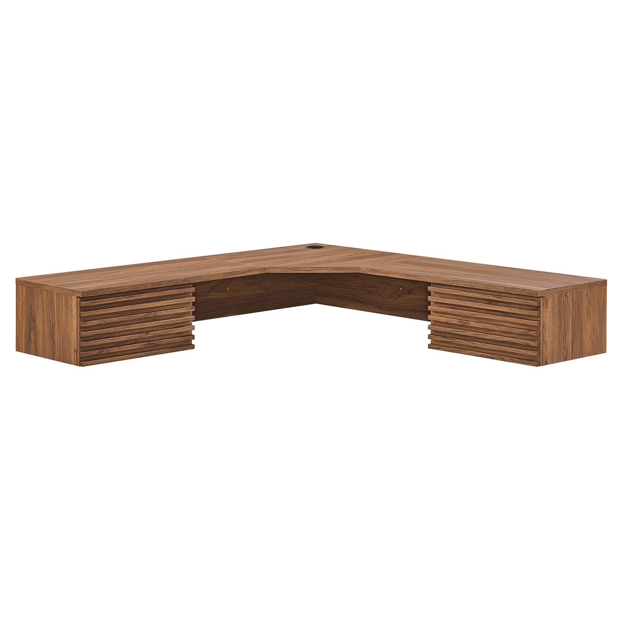 Angle. Modway - Render Wall Mount Corner Office Desk by Modway - Walnut.