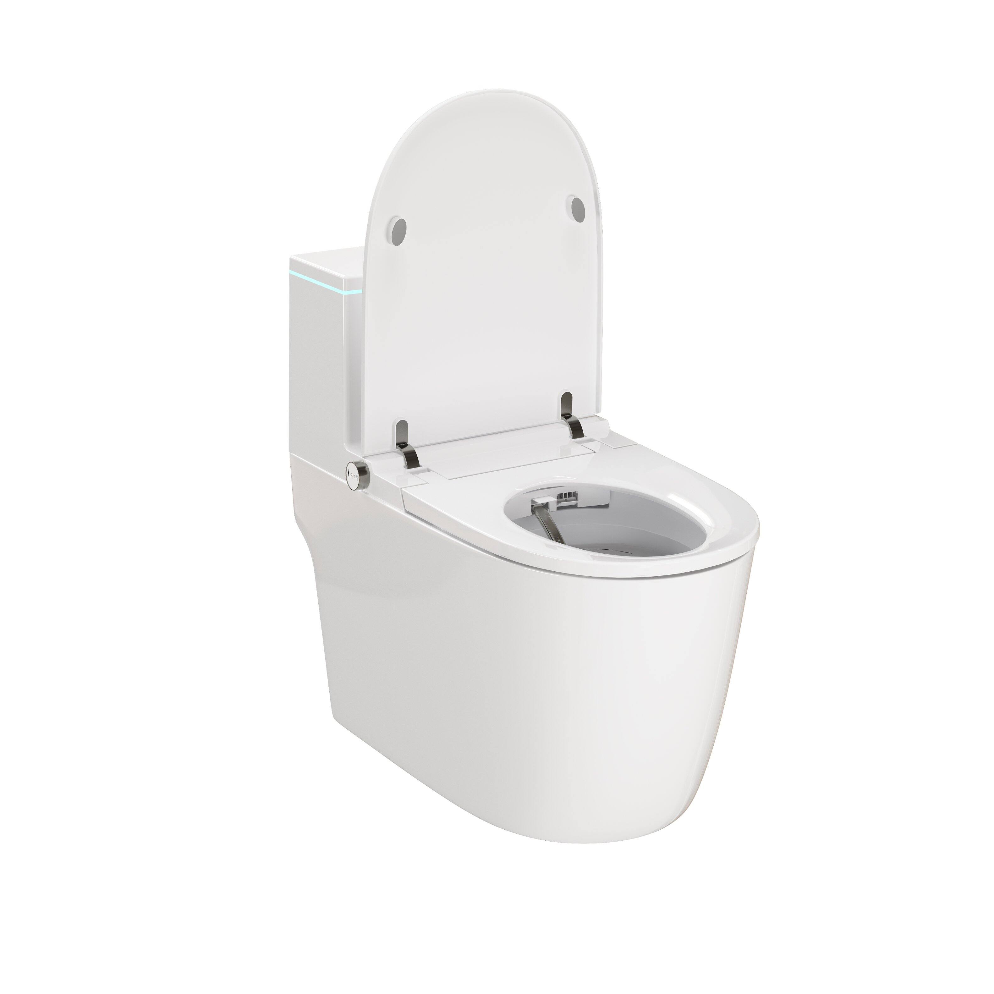 Back. TOTTE - Smart Bidet Toilet with Built-in Tank, Auto Open/Close, Digital Display & Power-Outage Flush - White.