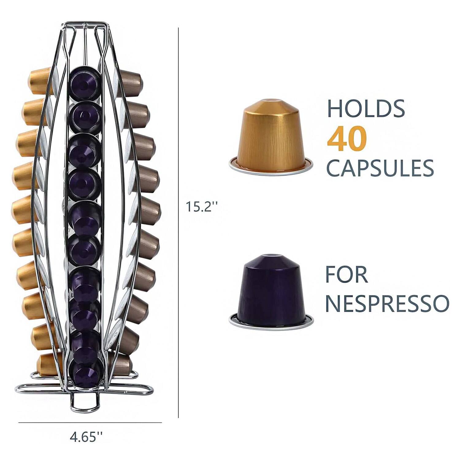 Holds 40 capsules  
15.2"  
For Nespresso  
4.65"