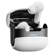 Front. Acer - Wireless earbuds, 52dB deep-sea noise cancellation, deep bass with no sound leakage, Type-C charging case - WHITE.