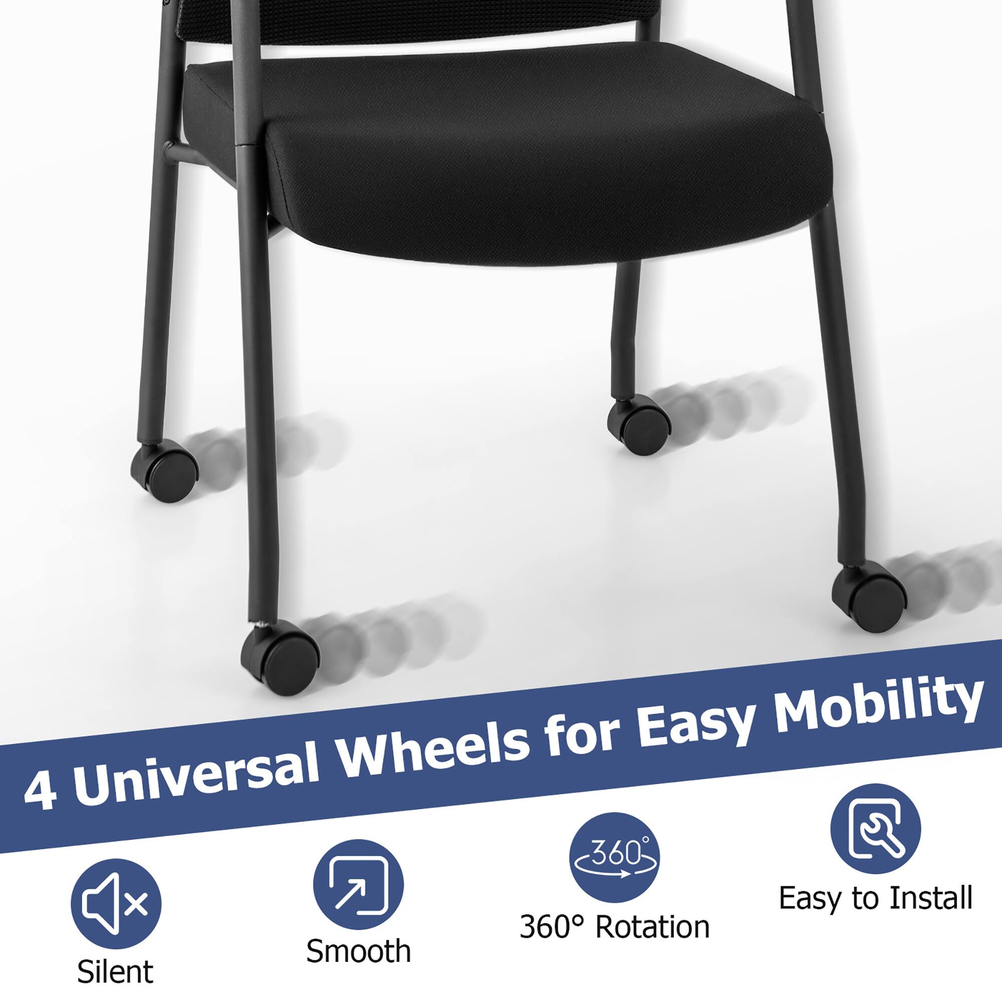 4 Universal Wheels for Easy Mobility

- Silent
- Smooth
- 360° Rotation
- Easy to Install