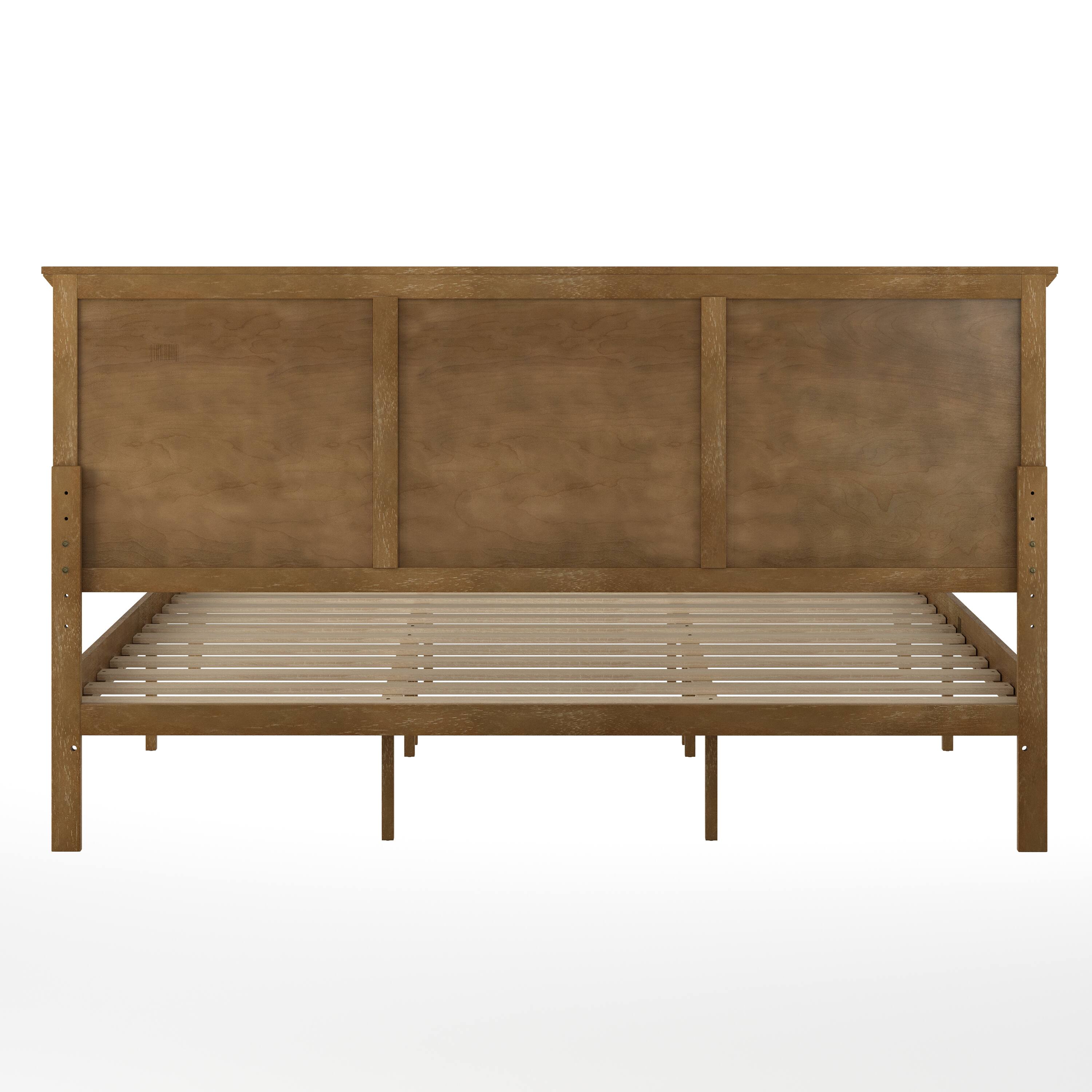 Back. Flash Furniture - Fiona Light Brown King Size Solid Wood Platform Bed Frame with Headboard, Footboard, and Slatted Bottom - Brown.