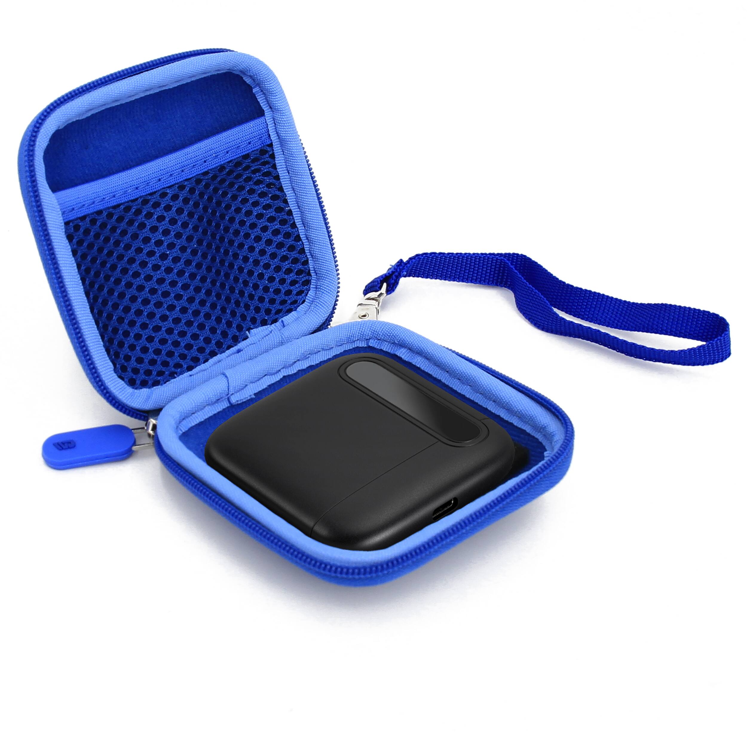 Front. CASEMATIX - Hard Travel Case for Crucial X6 4TB Portable SSD with Accessory Pocket — Blue External Hard Drive Storage - Blue.